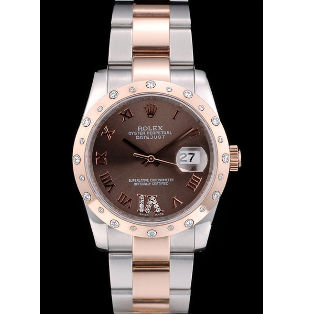 Good Copy Rolex Watches Brown DateJust Stainless 41994 Dial Case Diamond Plated Rolex Steel Brushed 0614